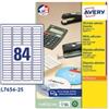 AVERY Etichette adesive L7656 - in carta - angoli arrotondati - laser- permanenti - 46 x 11,1 mm - 84 et-fg - 25 fogli - bianco - Avery (unità vendita 1 pz.)