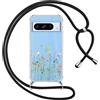 Yoedge Cover con Cordino per Google Pixel 8 Pro 5G 6,7, Trasparente Aesthetic Disegni Fiori Custodia con Collana Tracolla Laccio Collo, Sottile TPU Bumper Silicone + PC Antiurto Protettiva Case,02