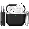 TNSNK for AirPods 4 Case, Silicone Shockproof Protection Case with Clean Kit & Keychain, Support Wireless Charging - Black