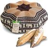 livasia Cuscino da Meditazione a Stella - Ø 30x15cm - Cuscino per Yoga kapok, Pouf, Cuscino per Pavimento Yoga Meditazione Zen, Cuscino zafu Giardino Balcone, Fatto a Mano (Marrone/Elefanti)