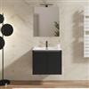 DEGHI Mobile bagno sospeso 60 cm nero opaco con lavabo e specchio - Cuki