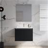 DEGHI Mobile bagno sospeso 70 cm nero opaco con lavabo e specchio - Cuki
