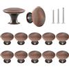 ShipeeKin 12x Rotondo Ottone Antico Manopole Stile Retrò Cucina Armadio Cassetto Fungo Maniglia Tira 30mm / 1.18 pollici con Viti Manopole Rustiche per Comò Porta Bagno Hardware (Bronzo rosso)