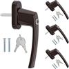 kwmobile 4x Maniglie con Chiavi Alluminio - per Finestre Porte Balcone con Serratura Incorporata 35mm - Maniglia di Sicurezza Bambini - Marrone RAL 8019