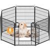 Kidsbuddy Recinto per Cani e Animali,Box per Cani con Porta,Giardino Rete Recinzione Metallica Ferro,Pets Recinto Esercizi,Pieghevole Recinto per Cani Conigli Animali Interno Esterno,8 PZ,80x65 CM