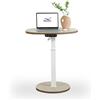 Bluenara - Scrivania elettrica regolabile in altezza con ruote, forma rotonda 80 cm con USB-C - Tavolo per computer regolabile in altezza per casa, marrone scuro