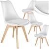 TecTake® Set di 4 Sedie da Pranzo, Design Moderno, Sedie Ergonomiche per Cucina e Soggiorno, Imbottitura Confortevole, Struttura Stabile e Resistente - Bianco