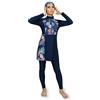 Musuly Burkini Floreale Modesto e Completo con Gonna (Nero Floreale, S=40)