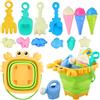 Ecofocet Giochi da Spiaggia per Bambini, 15 Pezzi con Secchiello Pieghevole, Annaffiatoio, Stampi Gelato Dinosauri e Animali Marini, Pala Sabbia, Giocattoli per Sabbia, Giochi Estivi Mare 3+ Anni