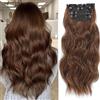 VEGALILY Extension per capelli da 20 pollici con clip color castano dorato per donne, set completo da 4 pezzi per testa intera, extension per capelli spessi ondulati