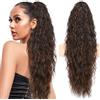 PORSMEER Coda di cavallo da donna con fermaglio, lunga ondulata e riccia, extension per capelli con clip, per donna, 70 cm (marrone scuro con riflessi biondi)