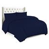Sapphire Collection - Copripiumino in tinta unita con federe copricuscino in cotone percalle, biancheria da letto, non necessita di stiratura, Navy Blue, Singolo