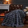 Ybike Coperta Plaid, Fuzzy Soft Plush Plaid Fausse Fourrure 150x130cm, Lusso Reversibile Pile Peluche di Coniglio Coperta per Letto, Divano, Sofà, Poltrone (Grigio)