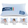 WVIOWVI Cuscino Letto, Cuscino Memory Foam, Guanciale Refrigerante Cuscino Cervicale Cuscino Viene Fornito Con federa Lavabile e Sacco Imbottito Regolabile (Blu e Bianco, 50x70)