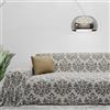 Byour3 - Copridivano Puro Cotone 3 4 5 Posti Granfoulard Fantasia Damascato Salvadivano Telo Arredo Foulard Copritutto Salva Divani Ad Angolo Penisola destra sinistra (Damascato Marrone, 1 posto)