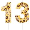 Hongplus Cheetah - 13 candele di compleanno per torta, con numero di stampa leopardata, numero 13, per ragazze, donne, ghepardo, decorazioni per feste di compleanno, forniture bomboniere regali