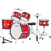 VEVOR VEOVR Batteria per Principianti da 5 Pezzi da ca. 406 mm, Batteria per Principianti con Sgabello Regolabile, Piatto e Due Paia di Bacchette, Kit di Strumenti Musicali per l'Apprendimento, Rosso