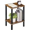 MAHANCRIS Tavolino da Caffè, Tavolino Stretto, Comodino a 2 Livelli, Struttura in Legno per Piccoli Spazi, Soggiorno, Camera da Letto, Studio, Ufficio Marrone Vintage AETHR7901N1