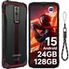 DOOGEE Blade10 Energy Rugged Smartphone Android 15, 24GB+128GB/2TB Telefono Indistruttibile 2025, 90Hz 6.56" HD+ Cellulare Antiurto, 6150mAh, 16MP+8MP, 4G Dual SIM/NFC/IP68/IP69K/OTG/FACE ID/GPS