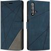 SONWO Cover per Huawei Nova 5T / Honor 20 Custodia, Flip Caso in PU Pelle Case Cover Premium Portafoglio Custodia per Huawei Nova 5T / Honor 20, Supporto Stand, Slot per Schede, Blu