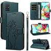 Bravoday Cover per Samsung Galaxy A51 4G, Custodia in PU Pelle Portafoglio Flip Schede con Slot per Carte, Magnetica Antiurto Cover per Galaxy A51 4G, Verde Scuro