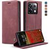Phernykas Cover per Xiaomi Redmi Note 13 Pro 5G/Poco X6 5G, Flip Libro in Pelle Premium, Wallet Case con Porta Carte, Portafoglio Case Chiusura Magnetica, [Antiurtoo][Cavalletto] Custodia, Vion-rosso