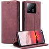 Monweicz Cover Compatibile con Redmi Note 13 Pro 5G, Custodia Portafoglio con Slot per Scheda, Protezione Completa Premium in Pelle PU, Flip Libro Magnetica Redmi Note 13 Pro 5G, Vino Rosso
