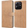 Leacckl Cover per Xiaomi Redmi Note 14 5G (Non per 4G), Custodia a portafoglio in Pelle PU Premium [Magnetica a Scatto] [Funzione Stand], Cachi