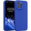 kwmobile Custodia Compatibile con Apple iPhone 15 PRO Max Cover - Back Case per Smartphone in Silicone TPU - Protezione Gommata - Blu Baltico