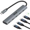 Acer USB C Hub 10Gbps con Type-C PD 100W, splitter USB-C ultra sottile in alluminio 5-in-1 con 4 porte USB 3.2, per iPhone serie 15/16, MacBook iPad Pro/Air, iMac, Galaxy S24/23【Nessuna Uscita Video】