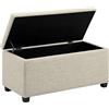 Amazon Basics Pouf rettangolare imbottito Poliestere, contenitore portaoggetti e panca da ingresso, poggiapiedi, Beige, 42 x 91 x 43 cm (L x P x A)