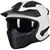 ILM Casco Moto Motocross-Caschi Enduro Jet Scooter Vintage per Donna Uomo Adulti Omologato ECE Modello 726X,Bianco,S