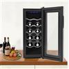 YEITBY Frigorifero per vino, 12 bottiglie, frigorifero per vino, frigorifero per bevande, frigoriferi per vino, con protezione UV, 12 - 18 °C, per appartamenti, uffici, hotel, bar, club
