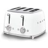 Smeg, Tostapane 4x4 TSF03WHEU, 4 Scomparti per 4 fette, 6 Livelli di Doratura, Funzione Riscaldamento, Scongelamento e Bagel, Espulsione Automatica del Pane, 2 Cassetti Raccoglibriciole, 2000W, Bianco