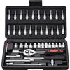 XxinXrong Set di 46 chiavi a bussola da 1/4 pollici, set di chiavi a bussola, con morsetto rapido e cricchetto reversibile per riparazione auto a casa