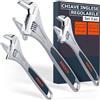 PRESCH Set di chiavi inglese regolabile - 200mm, 250mm & 300mm - Scale incisa al laser 30mm-40mm (metrica e pollice) - Fresate di precisione per una presa ottimale - Robusta chiavi a rullino ad ago