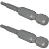 AERZETIX - Set di 2 Punte di avvitatore lunghe esagonale 1/4'' (6.3mm) 2.5mm/50mm per viti esagonali/6 lati - DIN 3126 - in acciaio S2 durezza 58-62 - C50081