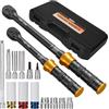 TAGVIT Kit Chiave Dinamometrica 1/2 & 3/8 | 5-60Nm e 20-220Nm, Precisione ±3% | 15 Pezzi Kit Manutenzione Auto e Moto con Prolunga, Bussola Protettiva Pneumatici, Presa Candele e Torx