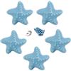 Flomore Blu Manopola per cassetto Manopole per armadio in ceramica Maniglia per camera da letto Tirare Forma stella marina per cassettiere Cassetto confezione da 5 (viti incluse)