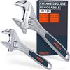 PRESCH Set di chiavi inglese regolabile - 200mm & 300mm - Scale incisa al laser 30mm e 40mm (metrica e pollice) - Fresate di precisione per una presa ottimale - Robusta chiavi a rullino ad ago