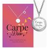 Engelsrufer Biglietto di auguri Carpe Diem con collana in acciaio inox argento - motto della vita come regalo - biglietto di auguri di alta qualità con gioielleria