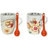 THUN - Set di Due Mug con Cucchiaino - Linea Regali d'inverno - Porcellana Decorata - Idea Regalo Natale 2022 - Poggia Bustina Ø 8 cm; Mug 300 ml Ø 8,5