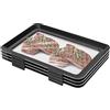 SanBouSi Set di 4 contenitori salvafreschezza, sottovuoto, impilabili, per conservare alimenti con pellicola elastica, chiusura con fibbia, per salumi, colore nero