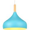 iDEGU Lampadario a Sospensione Retrò 24cm Lampada a Soffitto in Legna Metallo Moderna LED Lampada a Sospensione Stile Scandinavo Plafoniera per Soggiorno Sala da Pranzo Camera da Letto (Blu)