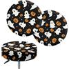 Wanyint Set di 2 coprisedia rotondi per sgabelli da bar, elasticizzati, imbottiti, decorazione per Halloween, lavabili, per sedie da 30-35 cm