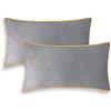 CaliTime - Set di 2 federe per cuscino in finta pelle scamosciata super morbida, con bordi in oro, per divano, letto, divano e fattoria, 30 x 50 cm, colore: grigio argento