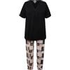 Ulla Popken Pigiama con Scollo a V, Mezze Maniche e Modal Nero 46+ 830155100-46+