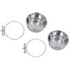 Pet's Solution - Set di 2 Ciotole in Acciaio Agganciabili con Fissaggio a Vite per Volatili, Cani e Gatti, Mangiatoie Ideali per Kennel e Gabbie - 12,8 cm di Diametro