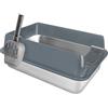Homewell Lettiera aperta XXL in acciaio inox, grande lettiera per gatti e gattini, con paletta, facile da pulire, protezione dagli schizzi, design aperto, nero/grigio (grigio, L 60 x 40 x 30 cm)