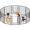 Kidsbuddy Recinto per Cani e Animali,Box per Cani con Porta,Giardino Rete Recinzione Metallica Ferro,Pets Recinto Esercizi,Pieghevole Recinto per Cani Conigli Animali Interno Esterno,12 PZ,80x65 CM